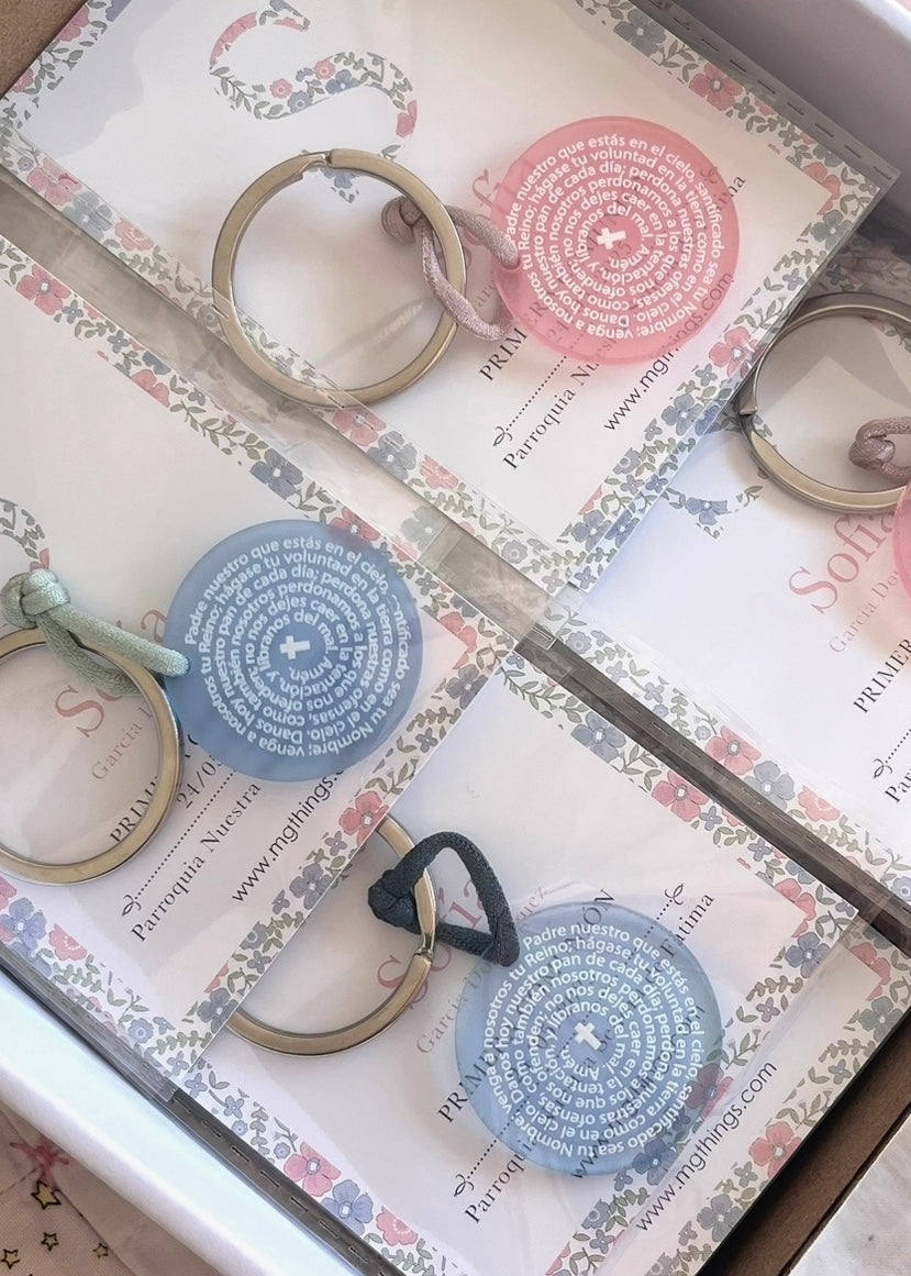 Detalle Bautizo Llavero Padre Nuestro(packs de 8)