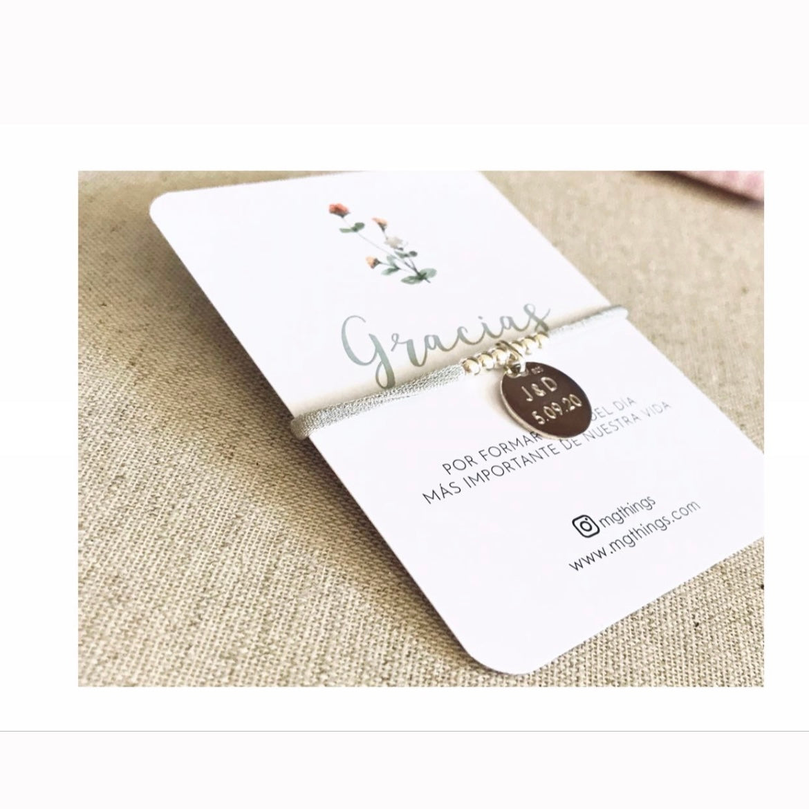 Detalle de Boda pulsera personalizada con placa de 12mm.