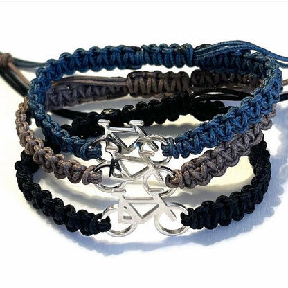 Pulsera trenzada hombre con bicicleta.