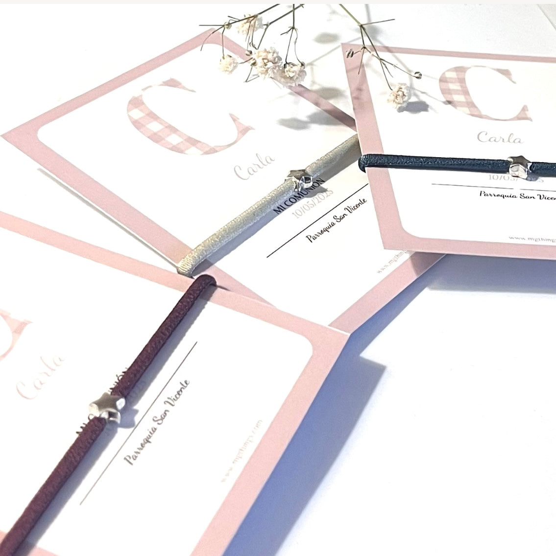 Pack 8-Detalle primera comunión pulsera estrella plateada ( pack 8)