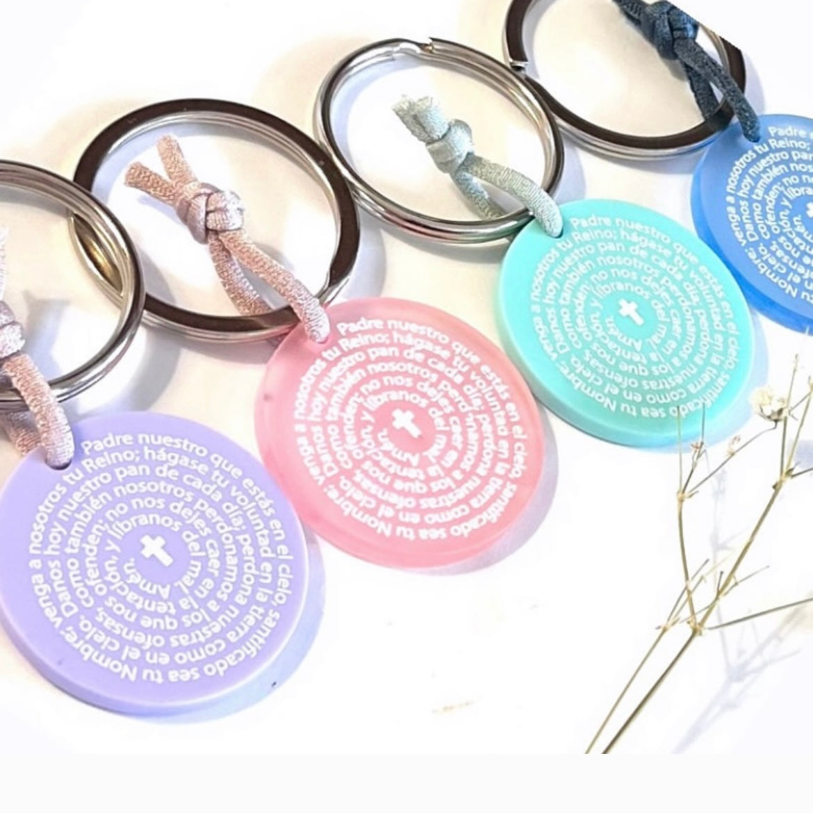 Detalle Bautizo Llavero Padre Nuestro(packs de 8)