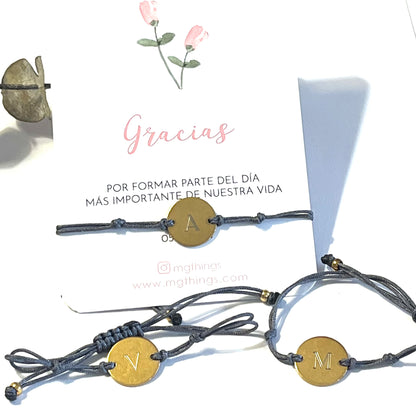 Pulsera placa acero oro con inicial( pack de 5 unidades).