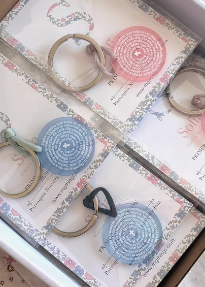 Detalle Bautizo Llavero Padre Nuestro(packs de 8)