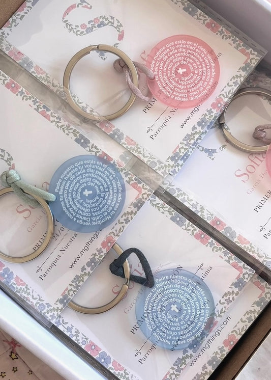 Detalle Bautizo Llavero Padre Nuestro(packs de 8)