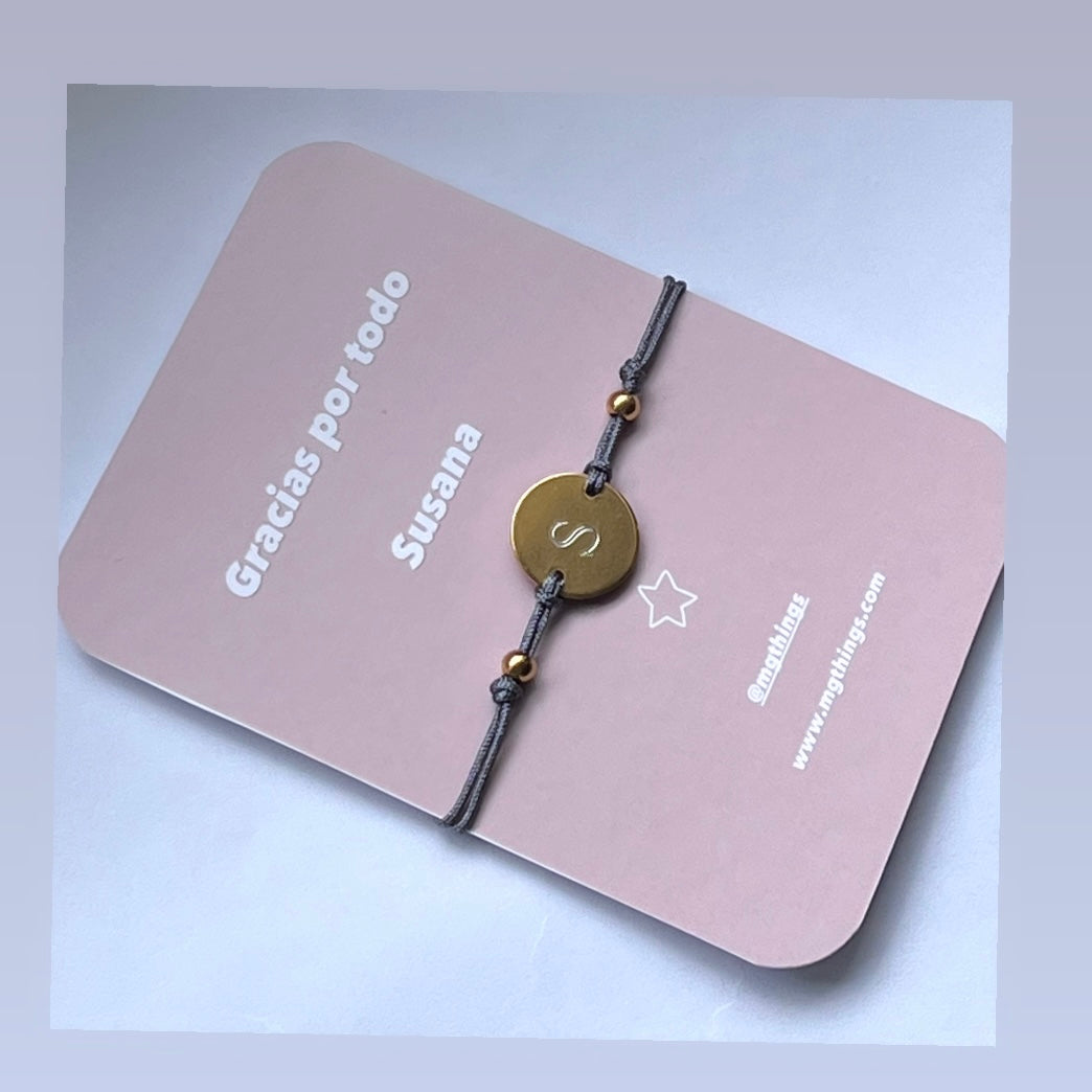 Pulsera acero con baño de oro e Inicial