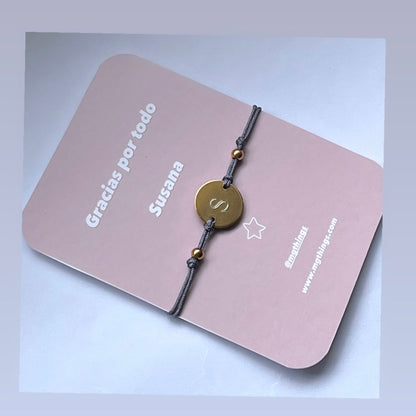 Pulsera acero con baño de oro e Inicial