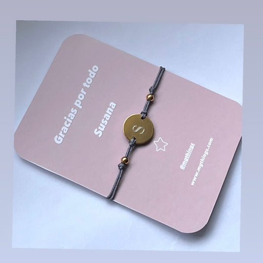 Pulsera acero con baño de oro e Inicial