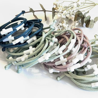 Detalle Comunión pulsera elástica Cruz Blanca (pack 8 unidades)